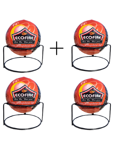 Eco Fire, Fire Extinguisher Ball With Stand ( 150 mm Diameter ) , Pack Of 4 Balls